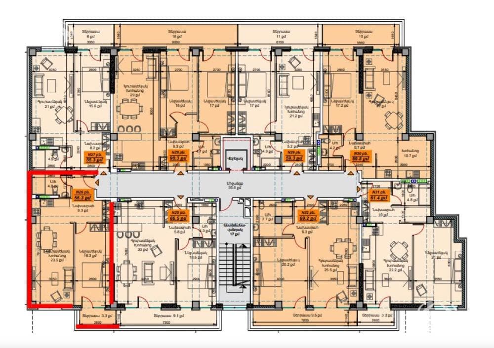 Apartment · 2 rooms · 56.3 m² · Yerevan