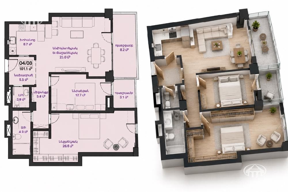 Apartment · 84 m² · Nork-Marash