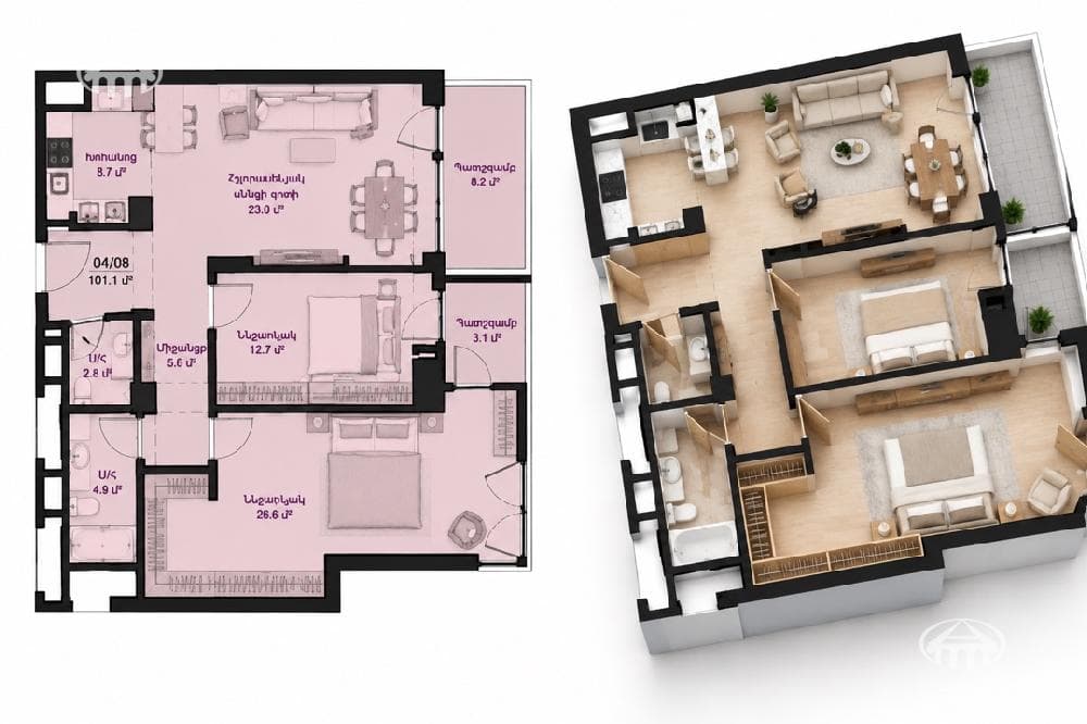Apartment · 101 m² · Nork-Marash