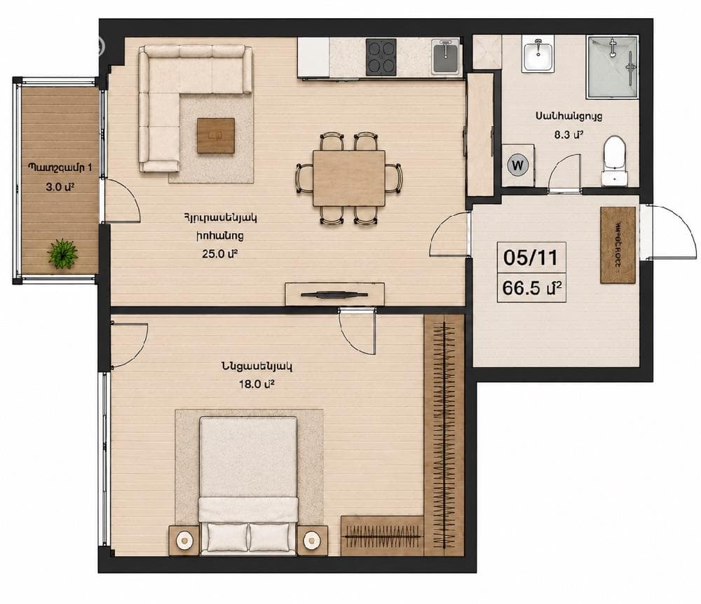 Apartment · 67 m² · Nork-Marash